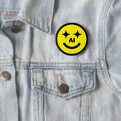 Badge Rond 5 Cm Smiley Face AI™ Button (En situation)