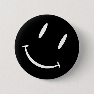 BADGE ROND 5 CM SMILIE NOIR BLANC