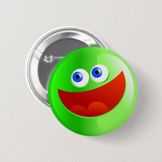 Badge Rond 5 Cm Smilie vert heureux (Devant & derrière)