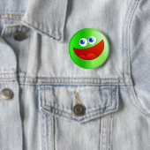 Badge Rond 5 Cm Smilie vert heureux (En situation)