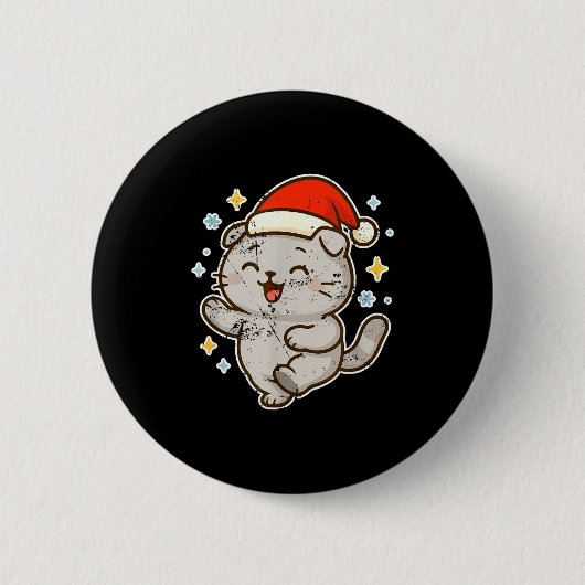 Badge Rond 5 Cm Smiling Santa Cat Holiday Cheer (Devant)