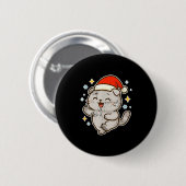 Badge Rond 5 Cm Smiling Santa Cat Holiday Cheer (Devant & derrière)
