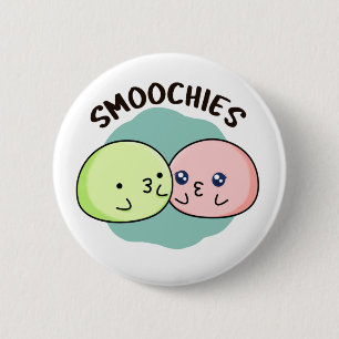 Badge Rond 5 Cm Smoochies Drôle Baiser Mochi Pun