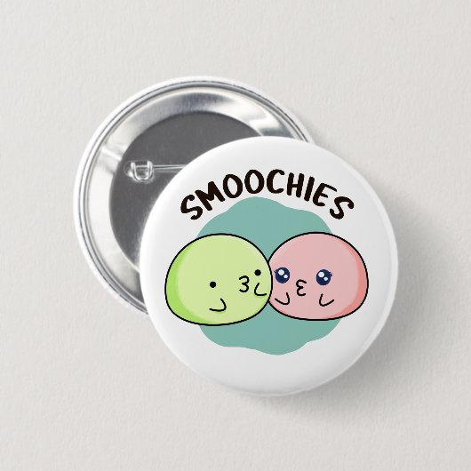 Badge Rond 5 Cm Smoochies Drôle Baiser Mochi Pun (Devant & derrière)