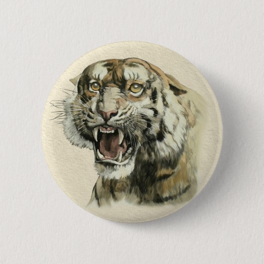 Badge Rond 5 Cm Snarling Tiger (Devant)