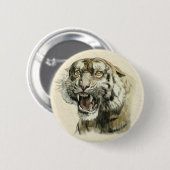 Badge Rond 5 Cm Snarling Tiger (Devant & derrière)