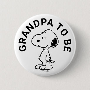 Badge Rond 5 Cm Snoopy Baby shower Grand-père à être