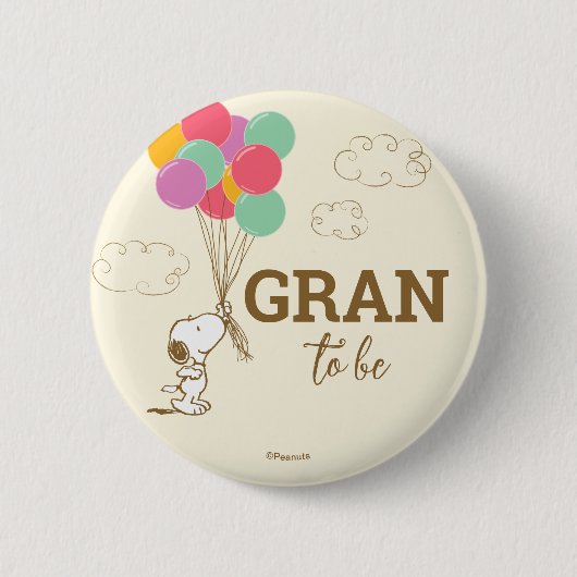 Badge Rond 5 Cm Snoopy et ballons Baby shower grand-mère à être (Devant)