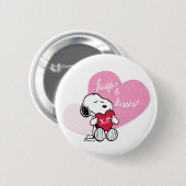 Badge Rond 5 Cm Snoopy Hugs & Kisses (Devant & derrière)