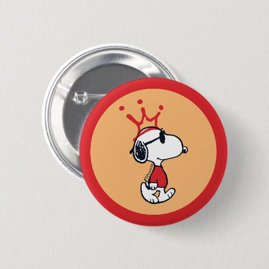 Badge Rond 5 Cm Snoopy - Joe Cool Crown (Devant & derrière)