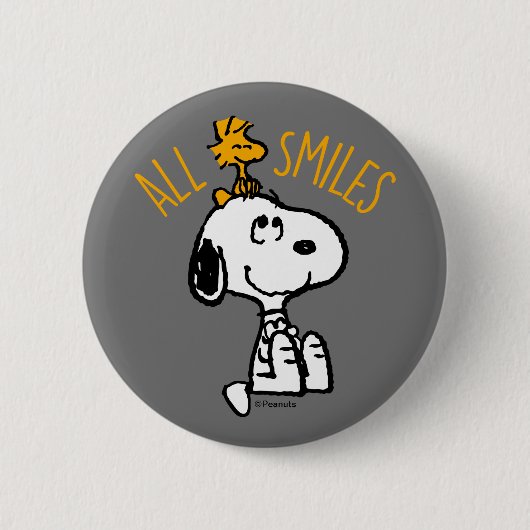Badge Rond 5 Cm Snoopy & Woodstock - Tous les sourires (Devant)