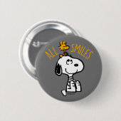 Badge Rond 5 Cm Snoopy & Woodstock - Tous les sourires (Devant & derrière)