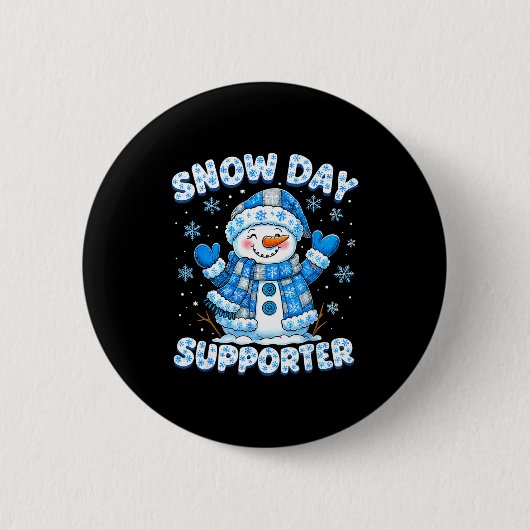 Badge Rond 5 Cm Snow Day Suprter Cute Snowman Snowflake Christmas (Devant)