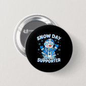 Badge Rond 5 Cm Snow Day Suprter Cute Snowman Snowflake Christmas (Devant & derrière)