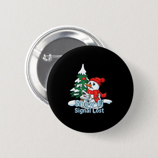 Badge Rond 5 Cm Snow-fi Signal Lost Funny Snowman Christmas Art (Devant & derrière)