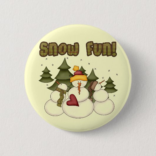 Badge Rond 5 Cm Snow Fun Deux T-shirts et cadeaux (Devant)