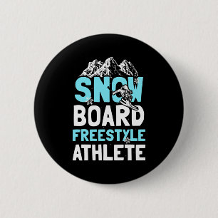 Badge Rond 5 Cm Snowboard Freestyle Athlète