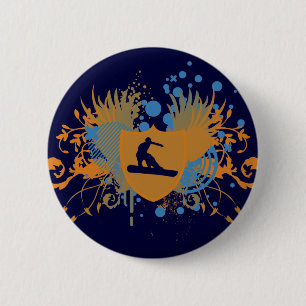 Badge Rond 5 Cm snowboard. hi-fi. v3.