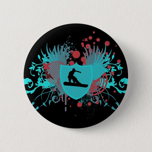 Badge Rond 5 Cm snowboard. hi-fi. v3. (Devant)