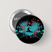 Badge Rond 5 Cm snowboard. hi-fi. v3. (Devant & derrière)