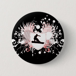 Badge Rond 5 Cm snowboard. hi-fi. v3.
