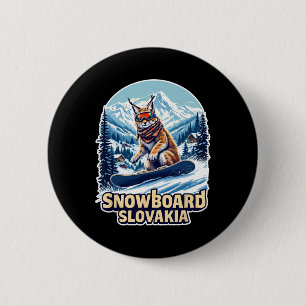 Badge Rond 5 Cm Snowboard Lynx En Slovaquie Aventure