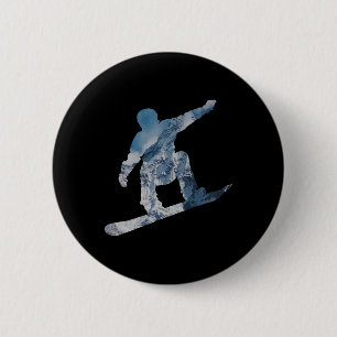 Badge Rond 5 Cm Snowboard Mountain T Shirt - Cadeau Pour Snowboard