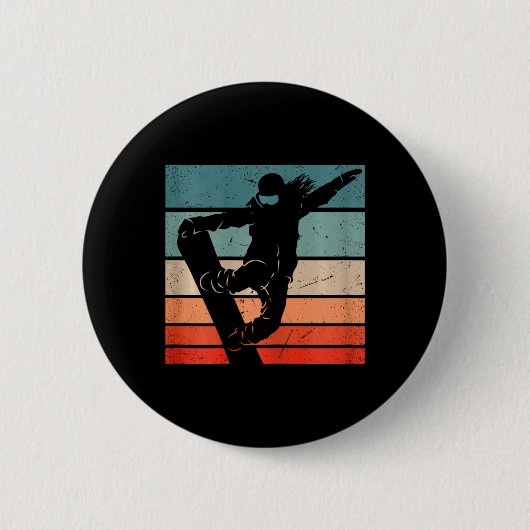 Badge Rond 5 Cm Snowboard Mountains Ski Slope Retro Snowboard (Devant)
