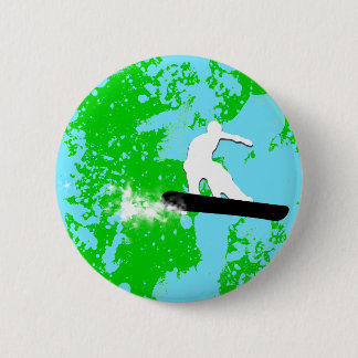 Badge Rond 5 Cm snowboard. piste en poudre.