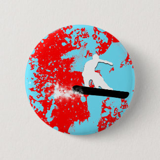 Badge Rond 5 Cm snowboard. piste en poudre.