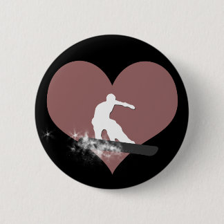 Badge Rond 5 Cm snowboard. piste en poudre.