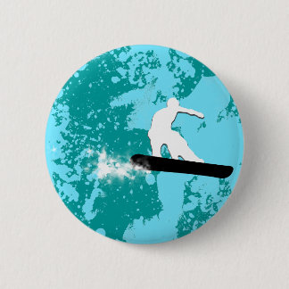 Badge Rond 5 Cm snowboard. piste en poudre.
