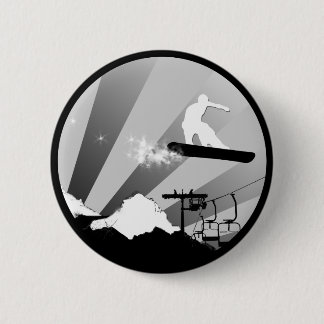 Badge Rond 5 Cm snowboard. piste en poudre.