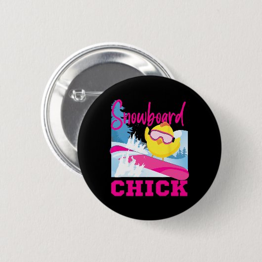 Badge Rond 5 Cm Snowboard Snowboard Chick Chick Snowboard Chi (Devant & derrière)