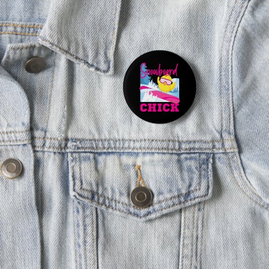 Badge Rond 5 Cm Snowboard Snowboard Chick Chick Snowboard Chi (En situation)