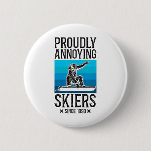 Badge Rond 5 Cm Snowboard Snowboard Ski Rétro