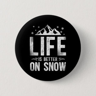 Badge Rond 5 Cm Snowboard Snowboard Vintage Montagne Ski Ski alpin
