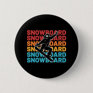 Badge Rond 5 Cm Snowboard Sports Vintages Hiver Ski alpin Ski neig