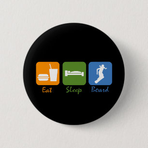 Badge Rond 5 Cm SnowBoardChick mangent le conseil de sommeil