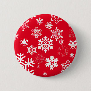 Badge Rond 5 Cm Snowflakes blanc - Couleur Arrière - plan personna