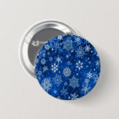 Badge Rond 5 Cm Snowflakes de Noël Bleu et argent (Devant & derrière)