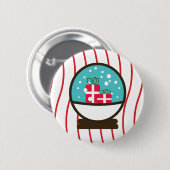 Badge Rond 5 Cm Snowflakes de Noël Snow Presents Snowglobe (Devant & derrière)