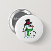 Badge Rond 5 Cm Snowman amical (Devant & derrière)