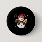 Badge Rond 5 Cm Snowman Beanie Coffee Latte Ginggerbread Merry Chr (Devant)