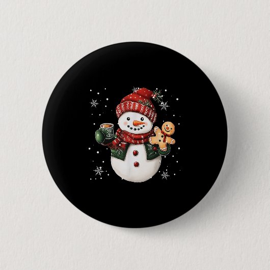 Badge Rond 5 Cm Snowman Beanie Coffee Latte Ginggerbread Merry Chr (Devant)