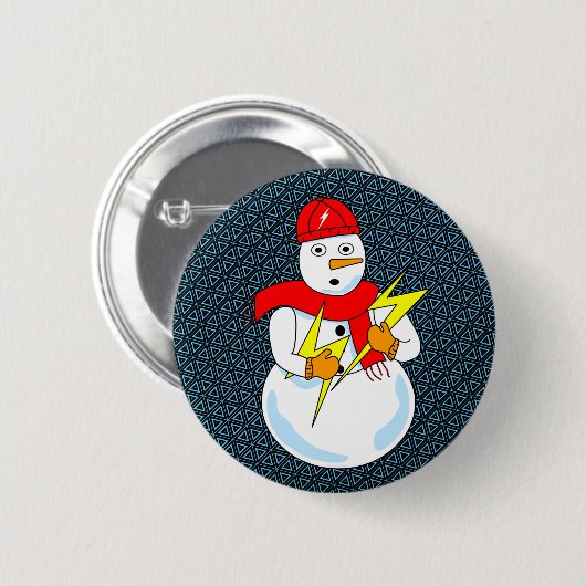 Badge Rond 5 Cm Snowman électrique (Devant & derrière)
