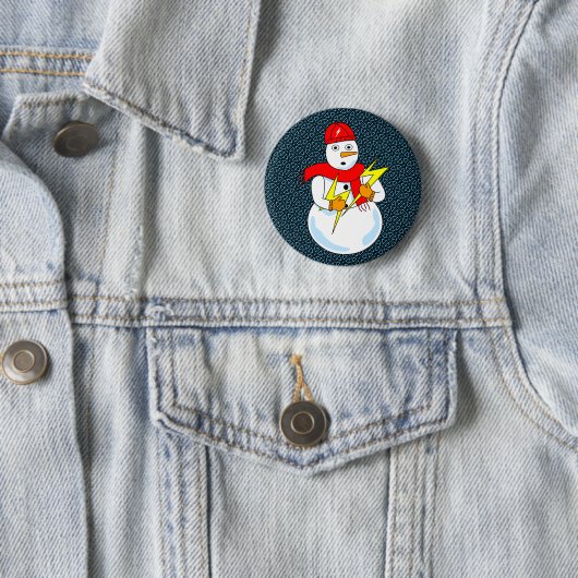 Badge Rond 5 Cm Snowman électrique (En situation)