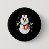 Badge Rond 5 Cm Snowman Nurse Christmas Stethoscope Xmas Scrub Top (Devant)