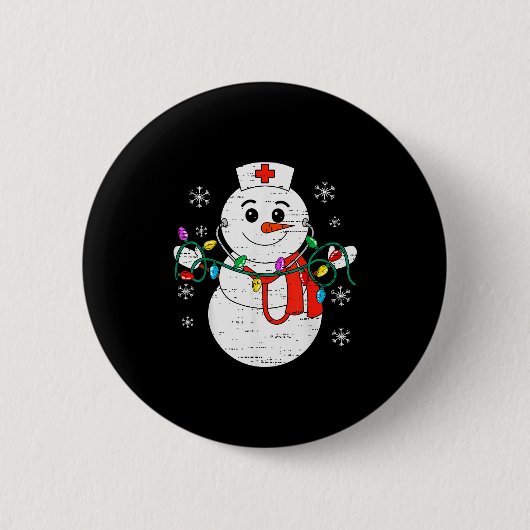 Badge Rond 5 Cm Snowman Nurse Christmas Stethoscope Xmas Scrub Top (Devant)