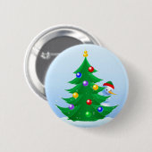 Badge Rond 5 Cm Snowman Peeking (Devant & derrière)